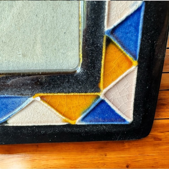 Set of 2 Handpainted Ceramic Tile Picture Frames – Multicolor Geometric Mosaic - Picture 12 of 14